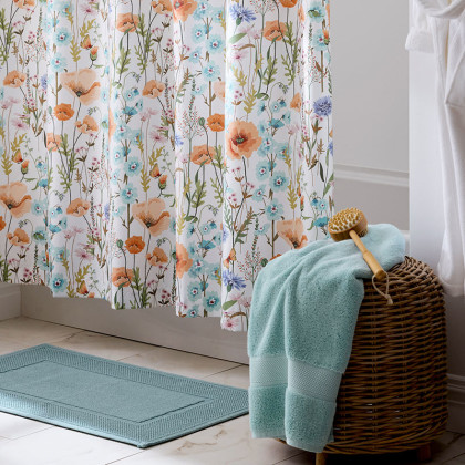 Summer Floral Premium Smooth Wrinkle-Free Sateen Shower Curtain - White Multi