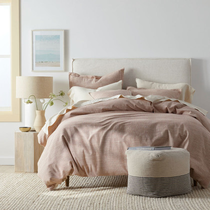 Textured Stripe Duvet Cover - Clay, Twin