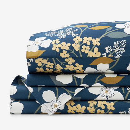 Adley Floral & Ditsy Floral Classic Cool Cotton Percale Bed Sheet Set