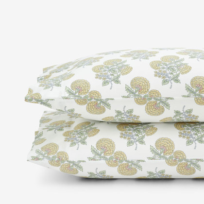 Climbing Rose and Marigold Brushed Cotton Pillowcase Set