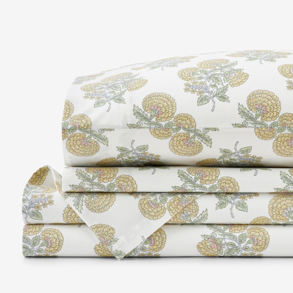 Climbing Rose and Marigold Brushed Cotton Bed Sheet Set