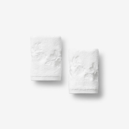 Brighton Embroidered Cotton Washcloths, Set of 2 - White