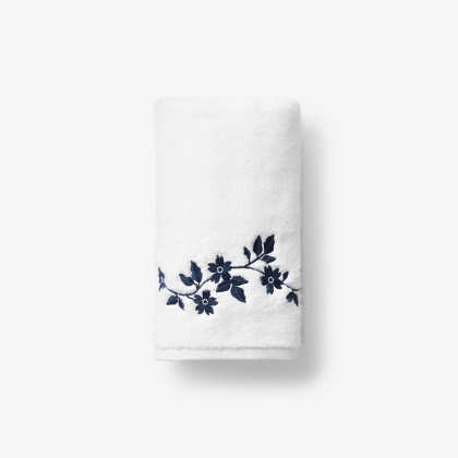 Brighton Embroidered Cotton Hand Towel - Navy