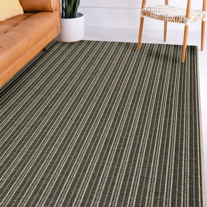Flatwoven Stripes Indoor/Outdoor Rug - Charcoal