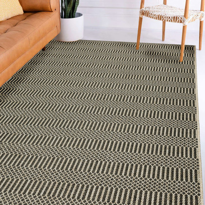Flatwoven Multi Stripe Indoor/Outdoor Rug - Charcoal