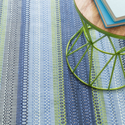 Fiesta Stripe Handwoven Indoor/Outdoor Rug - Blue/Green, 2' x 3'