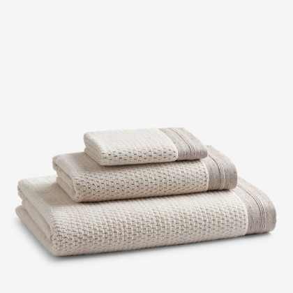 Cotton and Linen Texture Washcloths, Set of 2 - Natural