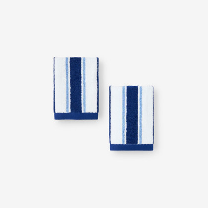 Star Cotton Washcloths, Set of 2 - Blue Stripes