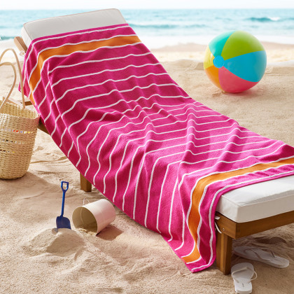 Cotton Terry Beach Towel - Pink Multi