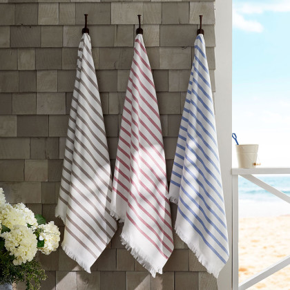 Hammam Cotton Beach Towel - Taupe Stripe