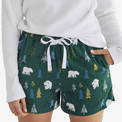 Family Flannel Women’s Henley Shorts Set - Polar Bear Forest, S