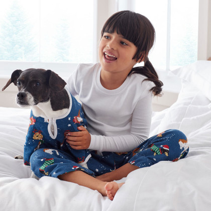 Family Flannel Kids Henley Pajama Set - Holiday Pups, 12