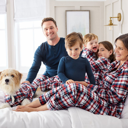 Brown Plaid organic-cotton flannel pyjamas