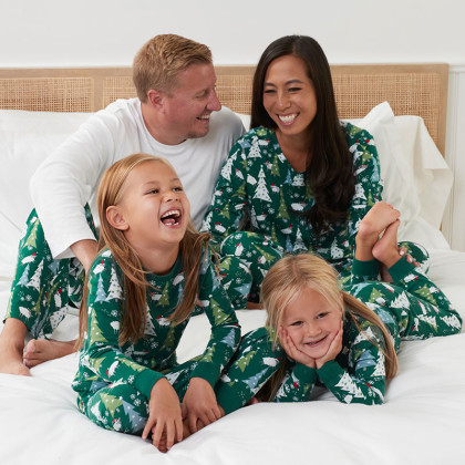 Family Printed Peruvian Cotton Men's Pajama Set - Flurry Sheep, L