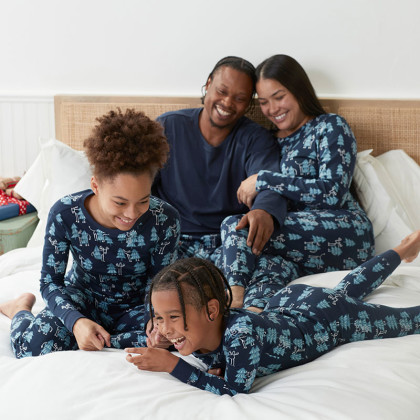 Family Printed Peruvian Cotton Women's Pajama Set - Oh Deer, L