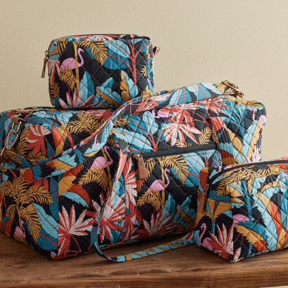 Quilted Duffel Bag - Flamingo Palm