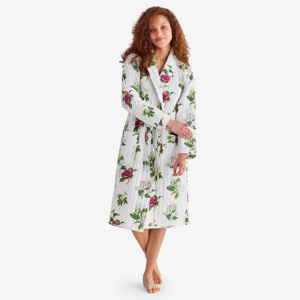 Quilted Printed Women’s Robe - Floral, XXL