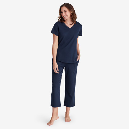 Pima Cotton Women's Cropped Pajama Set