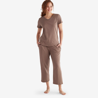 Pima Cotton Women's Cropped Pajama Set