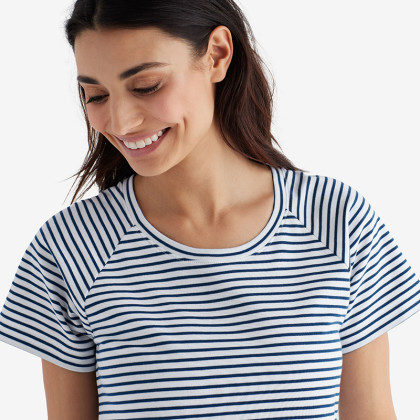 Yarn-Dyed Stripe Pima Nightshirt - Navy/White, XXL