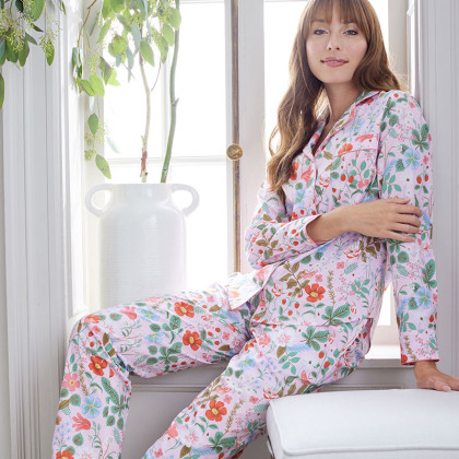 Poplin Women's Pajama Set - Strawberry Fields, XXL