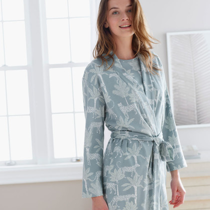 Printed Pima Cotton Kimono Robe - Azumi, XXL