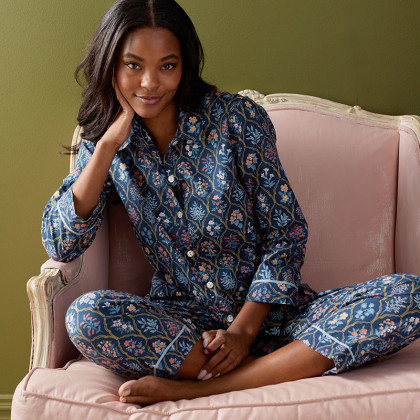 Printed Voile Women's Pajama Set - Hawthorne, XXL