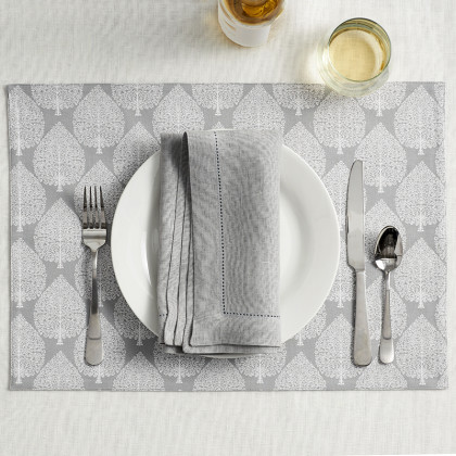 Solid Linen Napkin, Set Of 4 - Pearl Gray