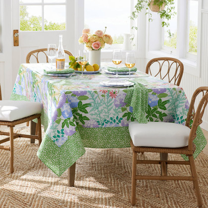 Garden Floral Cotton Tablecloth - Floral Blossom, 70 in. x 90 in.