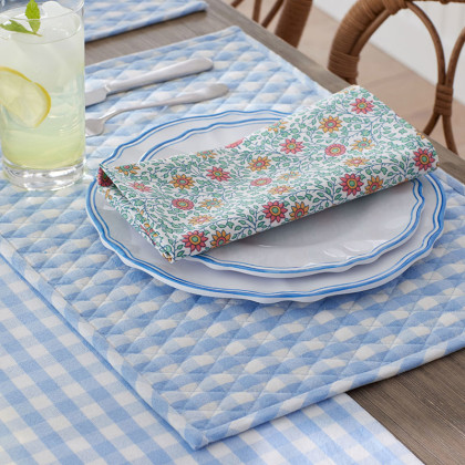 Yarn-Dyed Gingham Placemats, Set of 4 - Light Blue