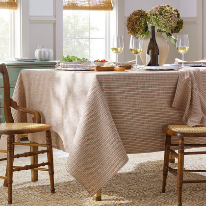 Textured Stripe Tablecloth - Clay, 70 in. x 90 in.