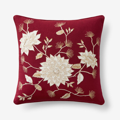 Holiday Pillow Cover - Pinecone Flower Red