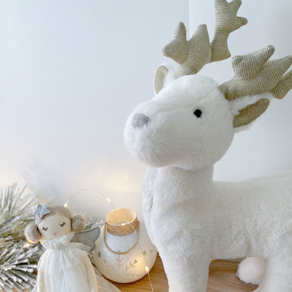Snowflake Reindeer Plush Toy - White