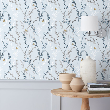 Spring Buds Removable Wallpaper - Gray, Roll
