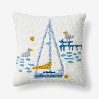 Hand-Hooked Indoor/Outdoor Decorative Pillow - Marina Boats