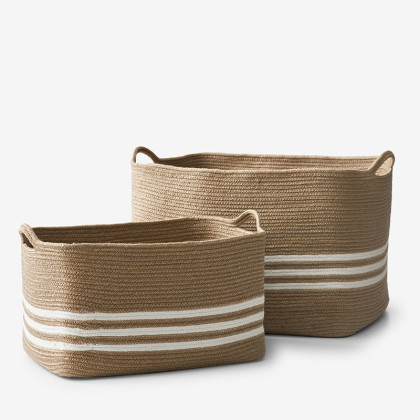 Stripe Indoor/Outdoor Storage Baskets, Set of 2