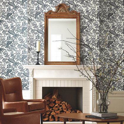 Canopy Traditional Wallpaper - Black & White, Swatch