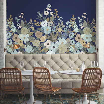 Garden Party Traditional Wall Mural - Navy