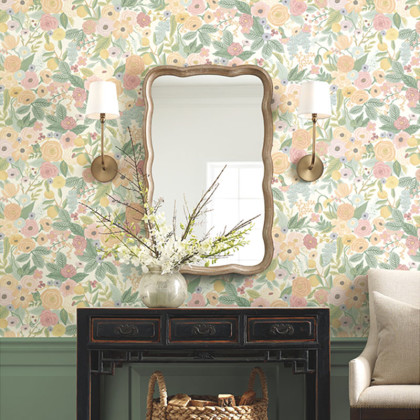 Garden Party Traditional Wallpaper - Pastel Multi, Swatch
