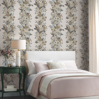 Garden Party Trellis Traditional Wallpaper - Linen Multi, Swatch