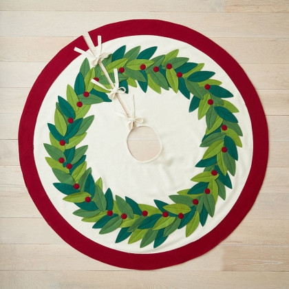 Holiday Felt Tree Skirt - Wreath