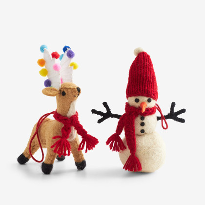 Holiday Felt Ornaments, Set of 2