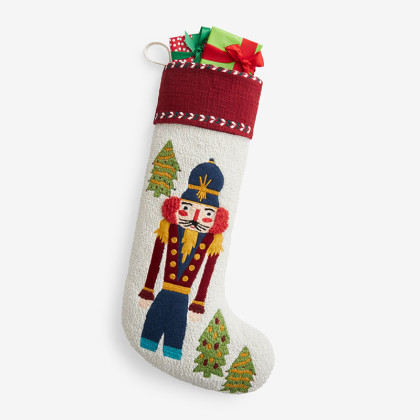 Textured Embroidered Holiday Stocking