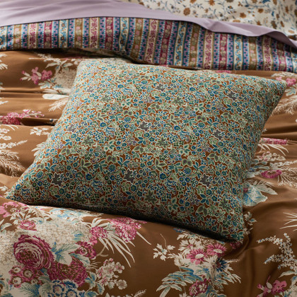 Neel Floral Decorative Square Pillow Cover - Brown Multi