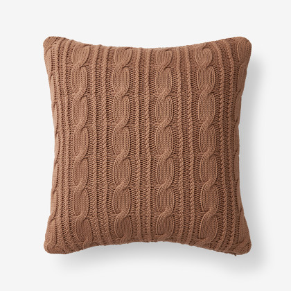 Chunky Cable Knit Decorative Pillow Cover - Caramel