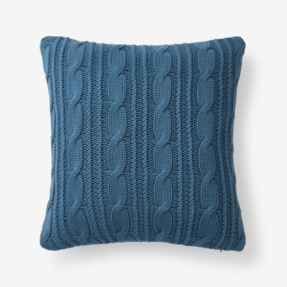 Chunky Cable Knit Decorative Pillow Cover - Denim Blue
