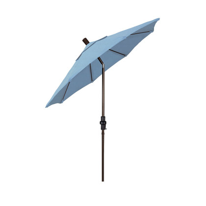 Market Umbrella with Crank Lift - Bronze Finish, Air Blue, 7.5 ft.