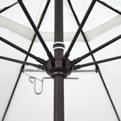 Commercial Grade Umbrella with Manual Lift - Black Finish, Air Blue, 9 ft.