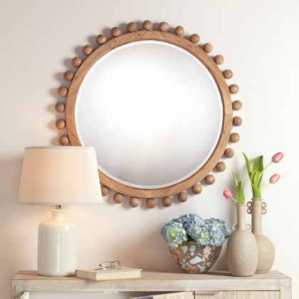 Wood Round Knob Mirror - Natural