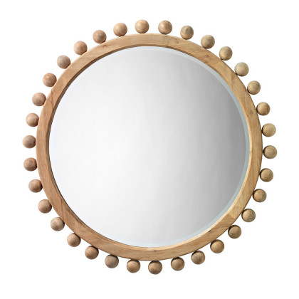 Wood Round Knob Mirror